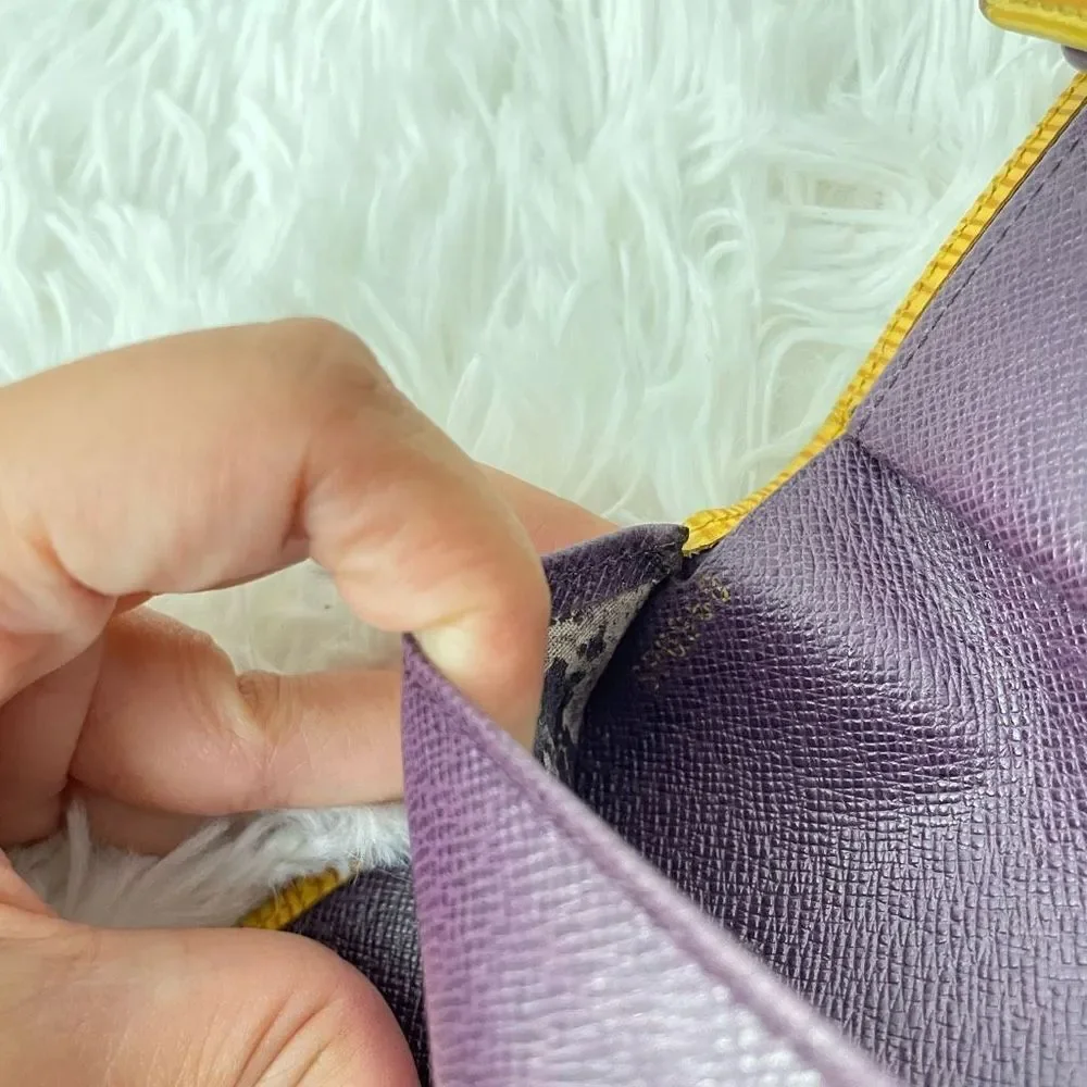 LOUIS VUITTON Trifold‎ Snap Yellow Leather Epi Wallet, Purple Lined